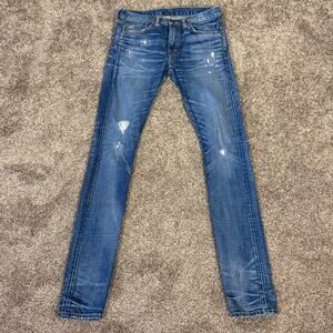 RRL Ralph Lauren Selvedge Jeans Slim Fit 27 Japan USA Stretch Y2K Grunge Thrash